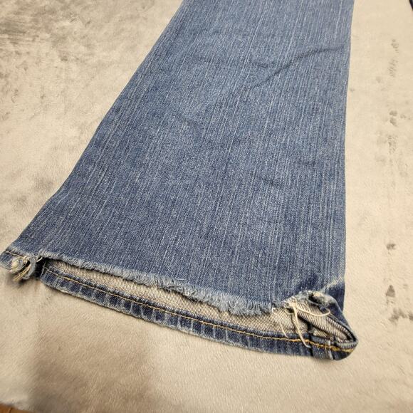 Old Navy Jeans Womens 8 Blue Flare Low Rise Distressed Stretch Paint Splatter - Picture 11 of 12